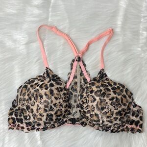 PINK Victoria’s Secret Leopard Print Racerback Lace Push-Up Bra